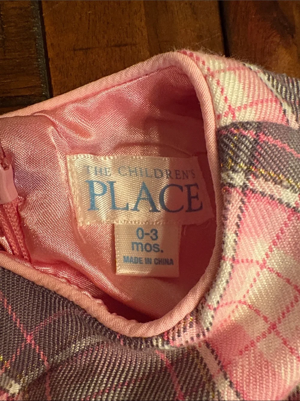 The Children's Place Pink Plaid Dress - 0-3 Months - Double Lining